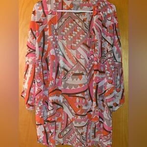Chico's Vibrant Pink and Orange Open Blouse
